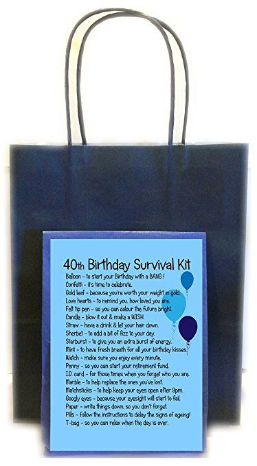 Birthday Gifts Baskets, Happy 40, Birthday Survival Kit, 40th Birthday For Women, 40th Bday Ideas, Survival Kit Gifts, Gifts Baskets, 40 Birthday, 40th Birthday Gifts For Women