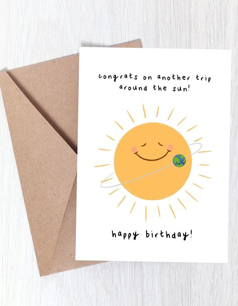 Another Trip Around the Sun Happy Birthday Greeting Card for Dad Birthday card for Mom Friend Birthday Card Birthday Card For Loved One, Folded Birthday Cards Diy, Birthday Greeting Cards Diy, Paper Crafts Birthday Gift, Happy Birthday Card Best Friend, Sunshine Birthday Card, Simple Birthday Greetings For A Friend, Diy Bday Cards For Boyfriend, Cute Birthday Cards For Friends