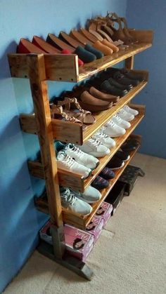 Wooden Shoe Rack Designs, Shoe Rack For Home, Wall Shoe Storage, Diy Bed Headboard, Rustic Wood Crafts, Antlers Decor, Wood Shoe Rack, Shoe Rack Closet, Wooden Shoe Racks