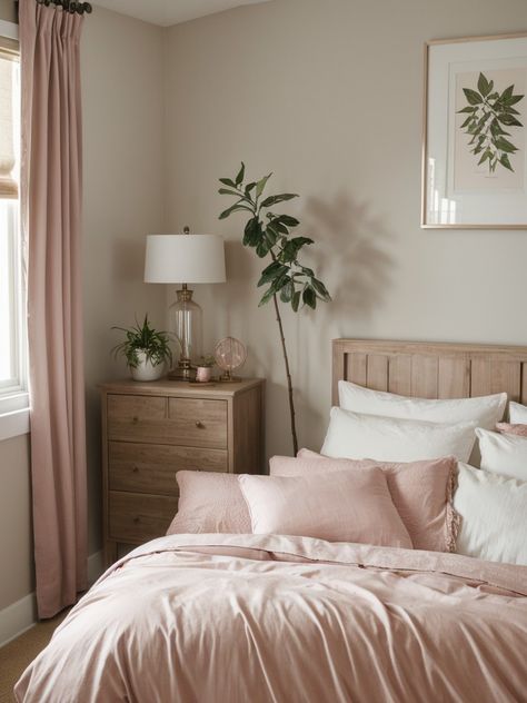 Blush Pink Bedding Colour Schemes, Bedrooms With Blush Accents, Blush Pink Comforter Bedroom Ideas, Pink And Light Brown Bedroom, Blush Pink Apartment, Masculine Blush Bedroom, Balayage, Blush And Neutral Bedroom, Blush Pink Bedding Ideas