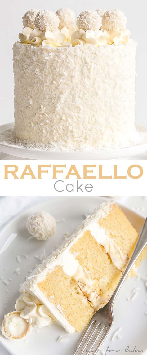 Winter Cake Flavors, Easiest Dessert Recipes, Raffaello Cake, French Cakes, Brown Cake, Cake Coconut, Coconut Dream, Coconut Custard, Meringue Buttercream