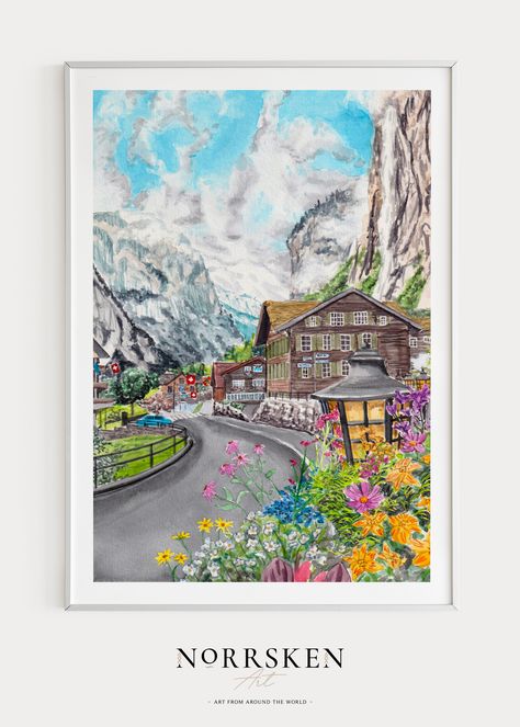 Switzerland Lauterbrunnen, Switzerland Art, Swiss Art, Lauterbrunnen Switzerland, Cross Pens, Blue Pottery, Diy Vintage, Travel Memories, Custom Magnets