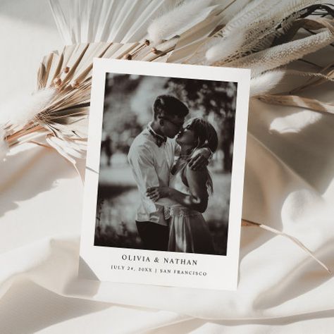 Save the Date Cards & Invitation Templates | Zazzle Wedding Invitations With Photos, Templat Undangan, Wedding Invitations With Pictures, Photo Simple, Wedding Magnet, Black And White Wedding Invitations, White Wedding Invitations, Photo Save The Date, Save The Date Photos