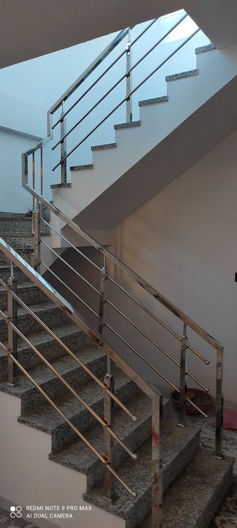 Balcony Stainless Steel Railing, Stainless Steel Railing Stairs, Staircase Design Steel Stair Railing, Stairs Steel Railing Design Modern, Balcony Grill Design Railings Steel, Ss Steel Railing Design, Steel And Glass Railing Design, Stairs Relling Design Steel, Reling Design Steel Ms