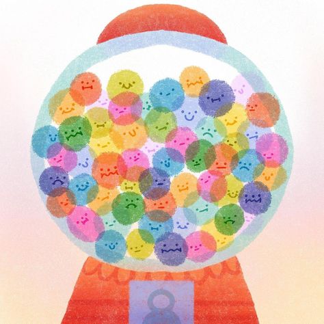 Gumball Machine Painting, Gumball Machine Drawing, Bubblegum Illustration, Bubblegum Drawing, Gumball Crafts, Shape Doodles, Gumball Machine Art, Sweets Drawing, Bubblegum Candy