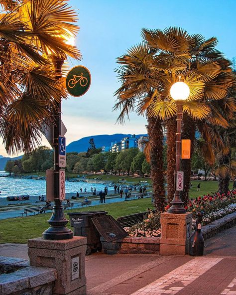 🇨🇦 The entrance to English Bay Beach (Vancouver, BC) by Michael Thornquist (@seaside_signs) on Instagram 🏙 Stanley Park Vancouver, Stanley Park, Vancouver Bc Canada, Bike Lane, West Vancouver, Vancouver British Columbia, British Columbia Canada, Cool Landscapes, Vancouver Canada