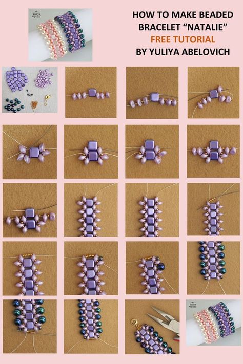 Beaded Jewelry PDF Tutorials by Yuliya Abelovich. Simple beading tutorials with multi-hole beads for beginners and intermediate skill level. Step-by-step beading patterns. These jewelry projects for making stud earrings, necklaces, pendants, brick stitch earring, bracelets from ScaraBeads czech beads: ZoliDuo, SuperDuo, Vexolo, Tila, Pearls, Round seeds, Arcos Par Puca, Miuyki, Toho. Beaded jewelry patterns may be a exciting hobby. Two Hole Bead Patterns, Seed Bead Jewelry Patterns Simple, Simple Beading Ideas, Seed Bead Step By Step, Free Beading Patterns Bracelets, Seed Bead Patterns Free Simple, Advanced Beading Patterns, Step By Step Beading Patterns, Two Hole Beads