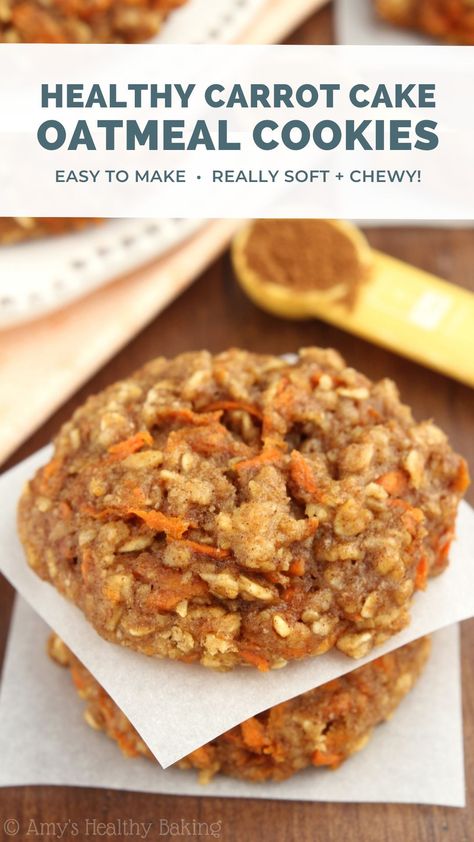 Healthy Carrot Cake Oatmeal, Low Calorie Clean Eating, Carrot Cake Oatmeal Cookies, Apple Bites Recipe, Oatmeal Cookie Recipe, Healthy Carrot Cake, Oatmeal Cookies Recipe, Oatmeal Cookies Easy, Resepi Biskut