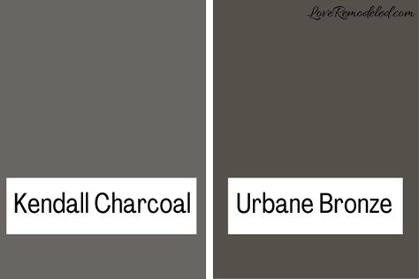 Dark Gray Paint, Dark Gray Paint Colors, Farmhouse Colors, Urbane Bronze, Light Grey Paint Colors, Kendall Charcoal, Bold Paint Colors, Dark Grey Paint, Dark Trim