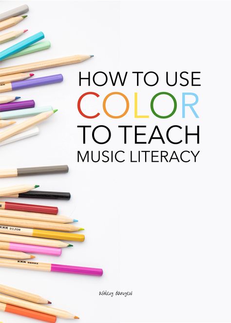 How to Use Color to Teach Music Literacy - Color can be a helpful tool when teaching music literacy and developing music-reading skills, for students of all ages. Color provides a quick way of sorting and organizing visual elements, especially elements that are the same. Here are some of the benefits of using color, plus four simple ways to start using it in your teaching. | @ashleydanyew How To Read Music, Music Teaching Ideas, Boomwhacker Music, Teaching Music Theory, Music Reading, Singing Games, Improve Reading Comprehension, Read Music, Music Teaching Resources