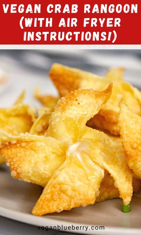 Wanton Recipe Vegan, Gluten Free Dairy Free Crab Rangoon, Vegan Crab Rangoon Air Fryer, Vegan Fried Wontons, Wontons Recipes Air Fryer, Vegan Recipes With Cream Cheese, Dairy Free Crab Rangoon, Vegan Cream Cheese Wontons, Vegetarian Crab Rangoon