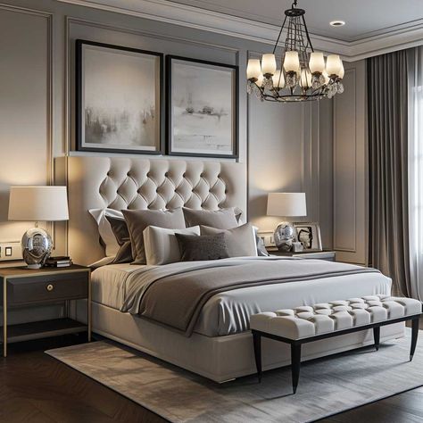 3+ Transitional Bedroom Decorating Secrets for a Stylish Update • 333+ Images • [ArtFacade] Glam Transitional Bedroom, Transitional Style Interior Design Master Bedrooms, Luxury Gray Bedroom, Transitional Interior Design Bedroom, Transitional Master Bedrooms Decor, Classic Master Bedrooms Decor, Guest Bedroom Ideas Luxury, Master Bedrooms Decor Modern Luxury, Hotel Chic Bedroom