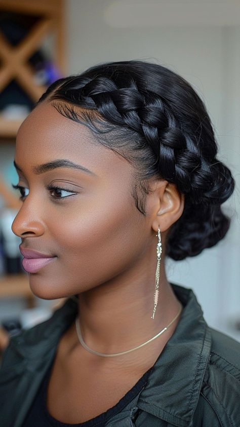 Bold and Beautiful: 25 Dutch Braid Hairstyles for Black Hair 1920s Braided Hairstyles, Hair Accessories On Braids, Crown Braid Black Hair, Braid Crown Black Hair, Braided Hair Wigs, Crown Braid Ponytail, 4 Cornrows Braids Black Women Natural Hair, Dutch Braid Bun Hairstyles, Natural Hair Workout Styles