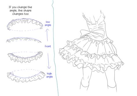 Imgur: The magic of the Internet How To Draw Frills And Ruffles, How To Draw Frills, Anime Ruffles, Ruffles Drawing Reference, How To Draw Skirt Ruffles, Ruffle Drawing Reference, Drawing Ruffles, Draw Ruffles, How To Draw Ruffles