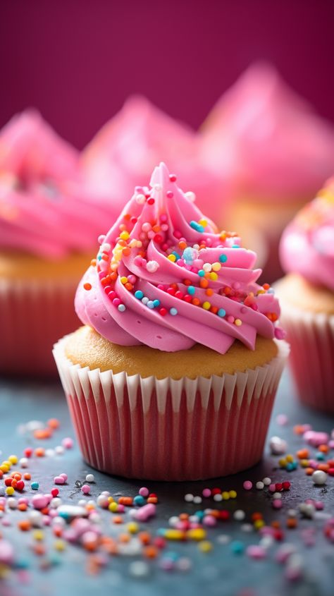 Pink Frosting Cupcakes [45 Minutes] - Chasety Essen, Pink Muffins Cupcake, Pink Frosted Cupcakes, Cupcake Asthetic Picture, Cupcake Wallpaper Aesthetic, Pink Cupcake Designs, Cupcake Photography Styling, Pink Cupcakes Aesthetic, Mini Cupcake Ideas