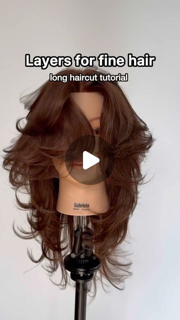 Few Layers Haircut, Medium Haircut Long Layers, Long Layered Hair Fine, Layers Diy Haircut, Diy Haircut Layers Long Hair, Home Layered Haircut, Layer Haircut Tutorial At Home, Long Step Cut Hair, Layers Styling Tutorial