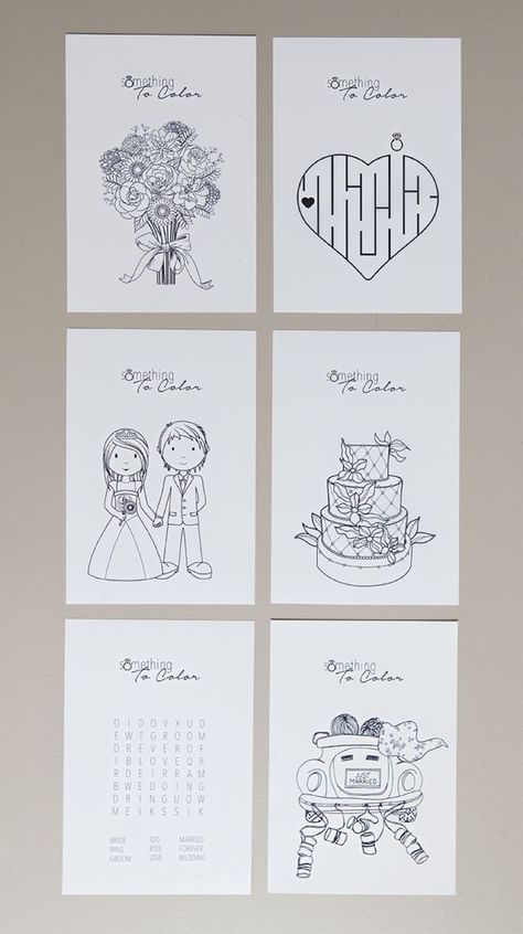 Simple Wedding Activities, Remberance Wedding Ideas, Kid Table At Wedding, Wedding Kids Games, Wedding Gifts For Kids, Wedding Colouring Book, Things For Kids To Do At Weddings, Free Printable Wedding Coloring Pages, Kids Table At Wedding Reception