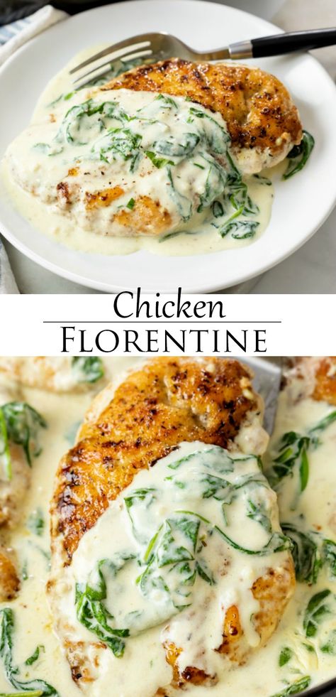 Chicken Florentine Recipe, Creamy Spinach Sauce, Florentine Recipe, Spinach Sauce, Florentines Recipe, Chicken Florentine, Chicken Entrees, Creamy Spinach, Chicken Main Dishes