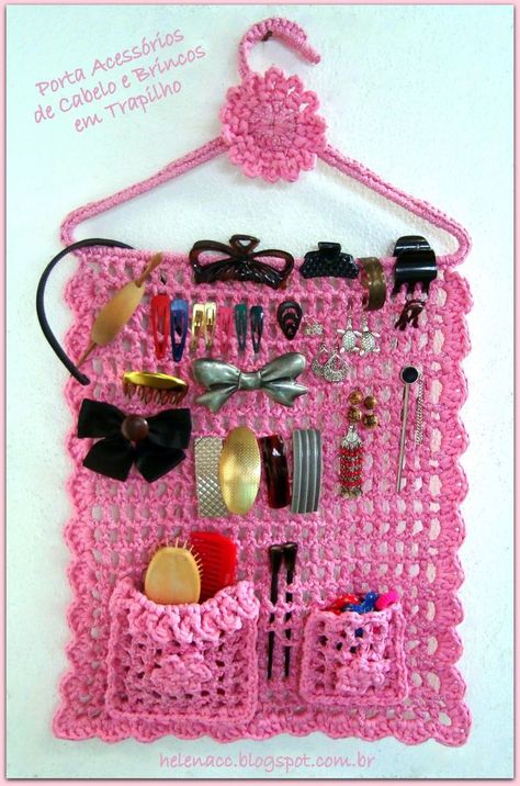 Crochet Organizer, Corak Menjahit, Crochet Home Decor, Crochet Home, Love Crochet, Crochet For Kids, Crochet Accessories, Crochet Gifts, Crochet Jewelry