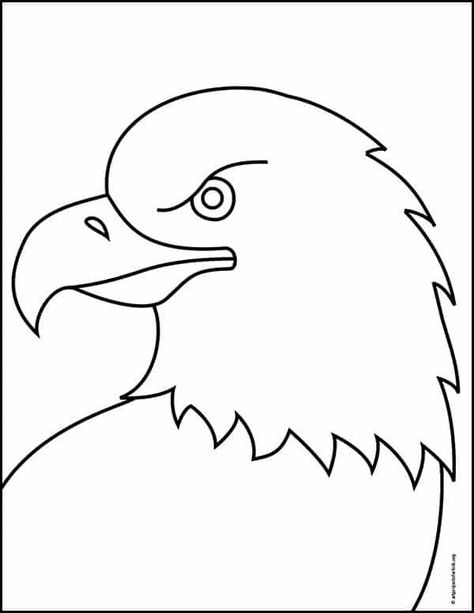 How To Draw Eagle, Eagle Drawing Simple, Eagle Crafts, Bald Eagle Drawing, Eagle Drawing Easy, Eagle Outline, Head Drawings, Native American Art Projects, Eagle Craft