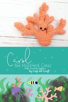 Carol the happiest Coral | Coral Reef Crochet Free Pattern, Crochet Coral Reef Pattern, Crochet Coral Reef Pattern Free, Crochet Aquarium, Crochet Ocean Animals, Crochet Ocean, Nautical Crochet, Crochet Coral, Crochet Sea Creatures