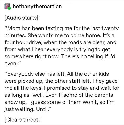 Over 75K People On Tumblr Can't Get Enough Of This Fictional Story About A Daycare Worker Watching Over Toddlers During The End Of The World Tumblr, Daycare Worker, Tumblr Stories, Story Writing Prompts, Writing Promps, Story Prompts, Story Of The World, The End Of The World, Writing Prompt