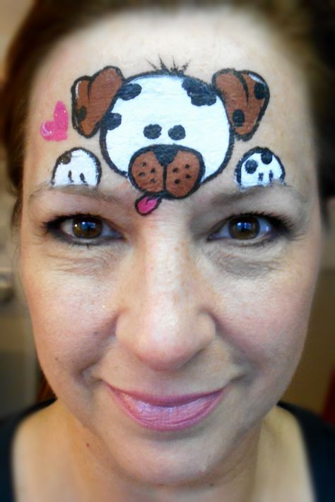 Dog-Animal by Jo Puppy Face Paint Easy, Face Paint Simple, Puppy Face Paint, Dog Face Paints, Face Paint Easy, Easy Face Painting Designs, Animal Face Paintings, Face Painting For Boys, Paint Simple