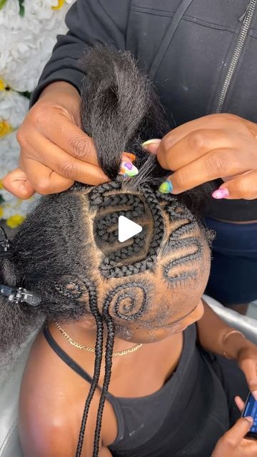 Braids by Antoinette on Instagram: "2nd attempt  braided bald head ❤️💇🏾‍♀️  #braidedhairstyles  #tampastylist  #braider #cornrows #knotless #hairtransformation  #hairtrend #hairtutorial" Scalp Braids In The Front Individuals In The Back, Braided Front Box Braids In The Back, How To Braid A Heart In Black Hair, Crazy Braids For Black Women, Bald Headed Braids, Blonde And Brown Knotless Box Braids, Braids Into A Bun Black Women, Bald Braided Hairstyle, Braided Bald Head Hairstyle