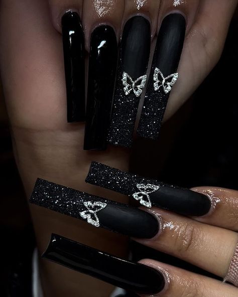 Acryl Nails, Black Coffin Nails, Punk Nails, Black Acrylic Nails, Long Acrylic Nail Designs, Goth Nails, Drip Nails, Colored Acrylic Nails, Arylic Nails