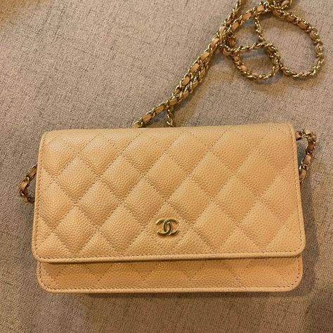 Brand New Never Carried. Beige Caviar Leather Gold Hardware. Comes With Box Dust Bag And Tags. Chanel Bags, Chanel Wallet On Chain Beige, Chanel Bag Beige, Chanel Wallet On Chain, Handbag Essentials, Chanel Wallet, Wallet On Chain, Chanel Classic, Chanel Bag