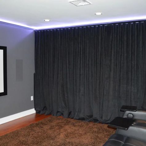 "Welcome Home" Custom Drapes, Bedding, Upholstery and Accessories - Contemporary - Home Theater - Boston - by KH Window Fashions, Inc. | Houzz Home Movie Theater Room, Movie Theater Room, Movies At Home, Home Movie Theater, Going To The Movies, Movie Theater Rooms, Home Movie, At Home Movie Theater, Room Window