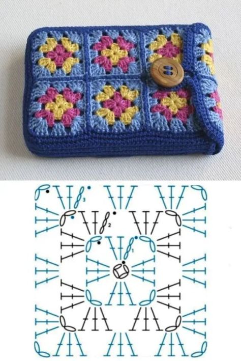 Ideas For Using Crochet Mini Granny Squares: Creative Projects Diagram Granny Square Crochet, Tiny Crochet Granny Squares, Crochet Mini Squares, Crochet Small Squares, Granny Square Small Bag, Granny Square Crochet Ideas Projects, Crochet Granny Square Projects Ideas, Crochet Small Granny Square, Granny Square Crafts