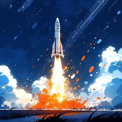 A painting of a rocket with the words sp... | Premium Photo #Freepik #photo #missile #rocket-ship #rocket-launch #rocket-illustration Space Gouache Painting, Moses Timeline, Rocket Launch Wallpaper, Rocket Painting, Rocket Illustration, Jazz Hands, Space Launch, Rocket Launch, Space Rocket