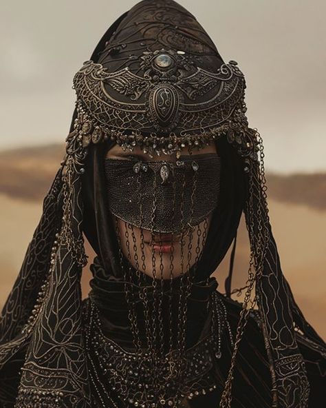 Daniel Weiss on Instagram: "The Bene Gesserit are probably not the nicest characters in Dune, but they leave so much room for imagination with their clothing. Here are a few examples of her headdress.  #midjourney #Whitebydesign #midjourneyart  #midjourneyai #ai #aigenerated #dune #AI #Storyteller  #digitalCreator #designmidjourney #designboom  #generativeai #generatedArt #white #headdress" Evil Queen Aesthetic Outfit, Person Braiding Hair Pose Reference, Fantasy Headdress, Horned Headdress, Gothic Headdress, Viking Fashion, Dark Veil, Bene Gesserit, Witch Clothing