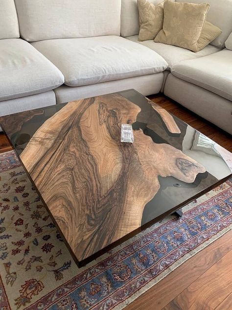 Square Epoxy Table Dark Smoke Gray Resin Table Walnut - Etsy Australia Square Epoxy Resin Table, Epoxy Coffee Table Ideas, Apoxie Table, Square Center Table, Resin End Table, Table With Epoxy Resin, Epoxy Coffee Table, Epoxy Tables, Epoxy Wood Table