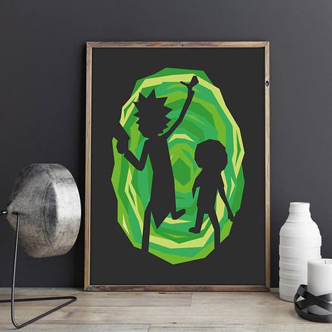 Rick And Morty Portal, Ricky And Morty, Rick And Morty Poster, Morty Smith, Instalation Art, Art Geek, Trippy Painting, Rick Sanchez, Geek Decor