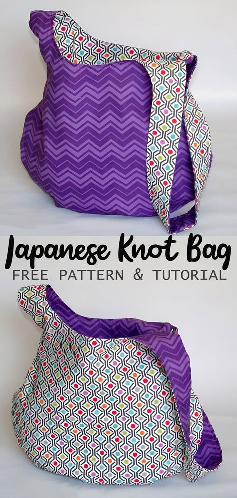 hand quilting ideas Patchwork, Tela, Sewing A Bag Free Pattern, Japanese Sewing Patterns Free Bags, Easy Project Bag Pattern, Japanese Bags Diy, Knot Bags Diy, Free Bag Patterns To Sew Totes, Japanese Purse Patterns