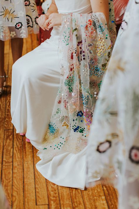 Quirky Wedding, Festival Wedding, Sequin Veil, Quirky Wedding Dress, Gown Inspiration, Brides And Grooms, Lesbian Wedding, Ideal Wedding, Dress Uk