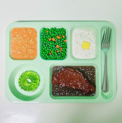 Pastel, 1980s School Lunch, Cheese Peas, Sculpture Pop Art, Steak With Gravy, Peas And Carrots, Retro School, Food Art Photography, Food Png