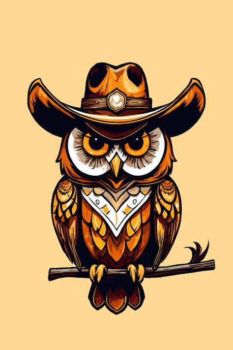 Cartoon Cowboy Owl T-Shirt Owl Tattoos, Cartoon Cowboy, Cartoon Tattoo, Cartoon Owl, Owl T Shirt, Owl Cartoon, Dnd Character, Cartoon Tattoos, Owl Tattoo