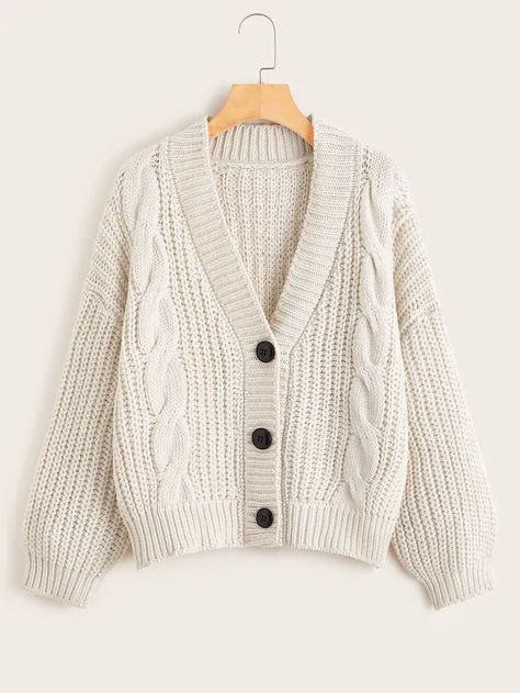 Shoulder Cardigan, Drop Shoulder Cardigan, Street Jeans, Knit Sweater Coat, Short Cardigan, Long Sleeve Knit Sweaters, Cable Knit Cardigan, Knitting Women Sweater, White Cardigan