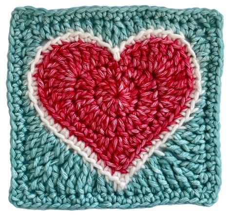 Crochet Heart Square, Bag Free Crochet Pattern, Granny Square Pattern Free, Make A Blanket, Crochet Couture, Crochet Pattern Easy, Heart Square, Frocks Design, Granny Square Crochet Patterns