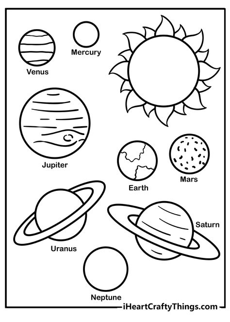 Solar System Printables, Solar System Coloring Pages, Solar System Worksheets, Planet Coloring Pages, Sun Coloring Pages, Planet Crafts, Solar System For Kids, Space Crafts For Kids, Solar System Art