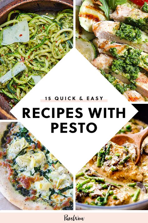 Recipes With Pesto, Pesto Recipes Dinner, Recipes Using Pesto, Pesto Dishes, Makanan Italia, Pesto Recipes, Healthy Pesto, Easy Pesto, Quick And Easy Meals