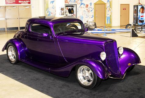 1933 Ford 3 Window Coupe...Re-Pin brought to you by #HouseofInsurance in #EugeneOregon for #CarInsurance Hot Rod Autos, Ford Wallpaper, Purple Cars, Aventador Lamborghini, 3d Karakter, Pink Convertible, F12 Berlinetta, Purple Car, Luxury Sports Cars