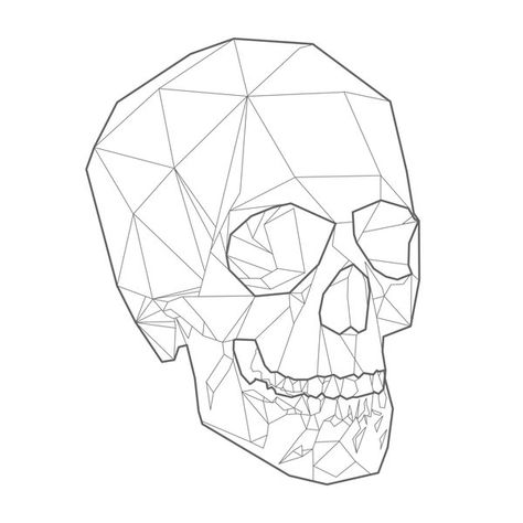 Low Poly Skull, Skull Geometric, Tattoo Coloring Pages, Geometric Skull, Skull Coloring, Gothic Drawings, Drawing Skull, Skull Art Print, Geometric Drawing