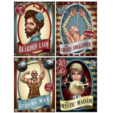 The Beistle Company 4 piece Vintage Circus Poster Standup Set | Wayfair Cirque Vintage, Vintage Circus Theme, Circus Party Decorations, Vintage Circus Party, Vintage Circus Posters, Cardboard Standup, Circus Characters, Halloween Circus, Circus Decorations