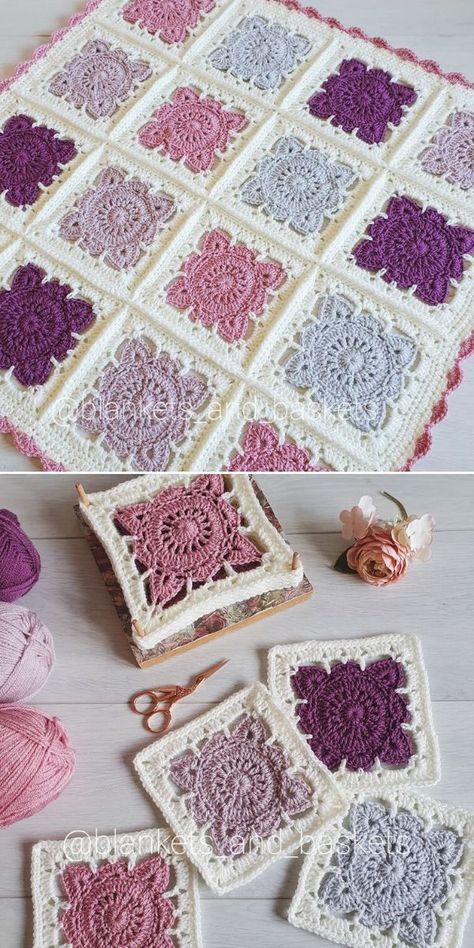 Willow Block Crochet Pattern Free, Willow Crochet Square Pattern, Willow Square Crochet Blanket, Crochet Willow Squares Pattern, Baby Granny Square Blanket Free Pattern, Pretty Granny Square Pattern, Willow Crochet Square Free Pattern, Crochet Afghan Blocks Free Pattern, Crochet Fabric Blanket