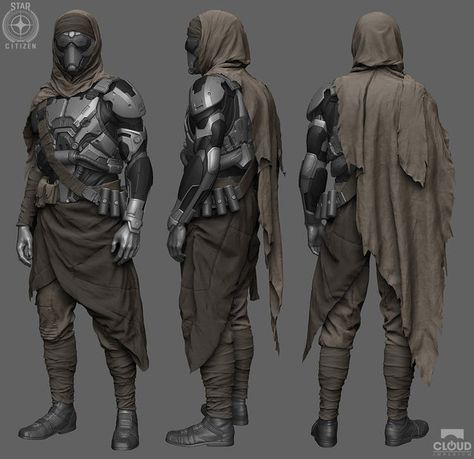Character Concept Art Sheet, Scifi Character Design, Desert Nomad, Futuristic Armour, Sci-fi Armor, Character Artist, Cyberpunk Character, Marvelous Designer, Game Concept Art