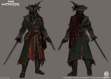 ArtStation - For Honor- Pirate Premium Skin, Lily Vonk Dnd Pirate Art, Victorian Character Art, Encouraging Art, Epic Characters, Pirate Art, For Honor, The Pirate, Concept Art Character, Fantasy Armor